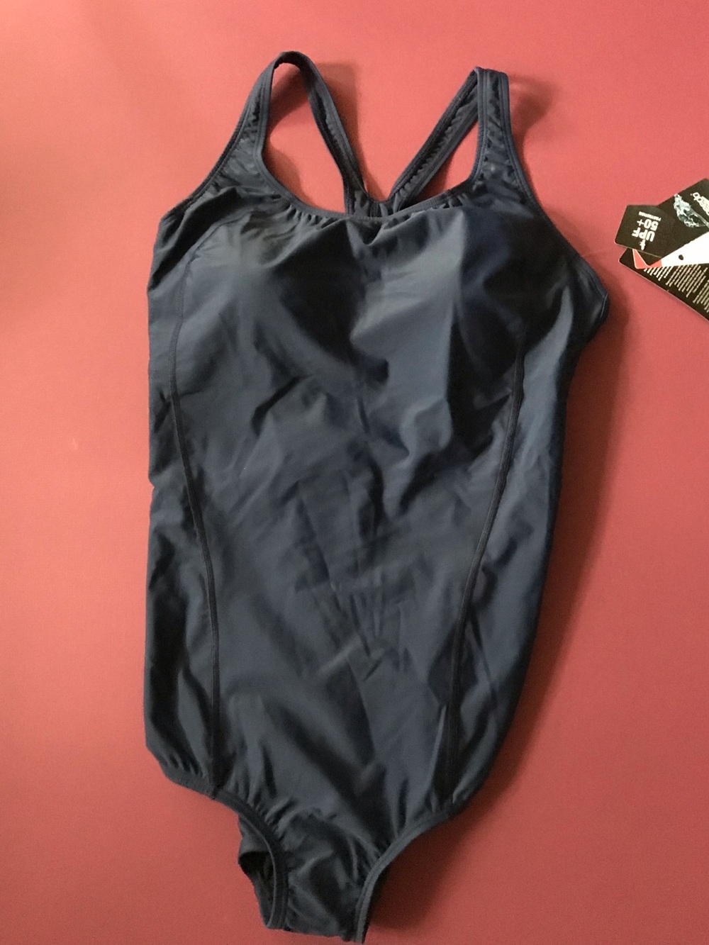 NWT Speedo Navy One-Piece Women's Swim Suit full coverage